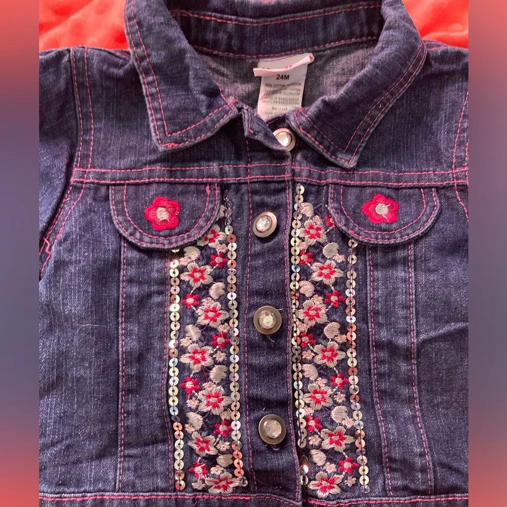 Flowered jean jacket